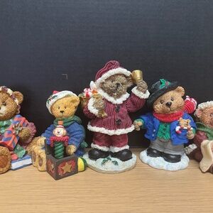 Festive Bear Figurines ~ set of 5